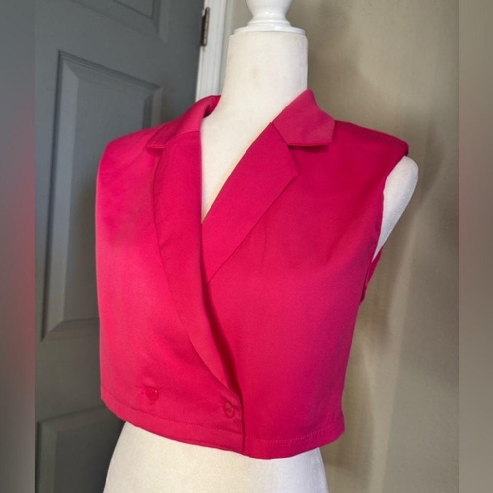 Shein Hot Pink Cropped Vest/Blazer